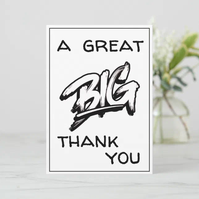 A Great Big Thank You Black Typography Doodles Card | Zazzle