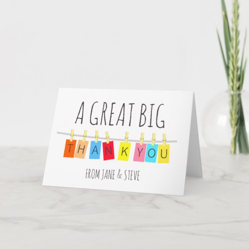 A Great Big Thank You Cute Bright Bunting  Card