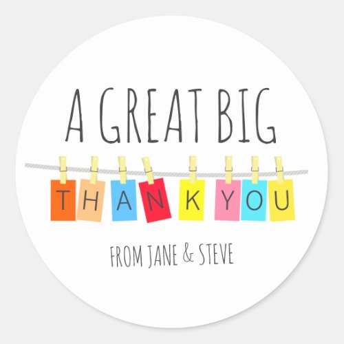 A Great Big Thank You Cute Bright Bunting  Classic Round Sticker