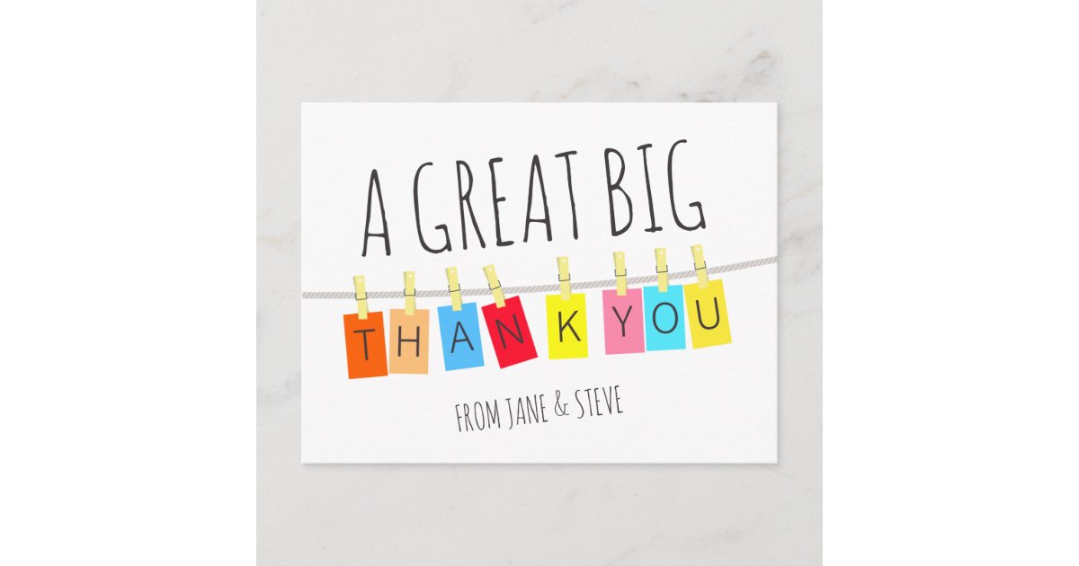 A Great Big Thank You, Cute Bright Bunting – Postcard | Zazzle