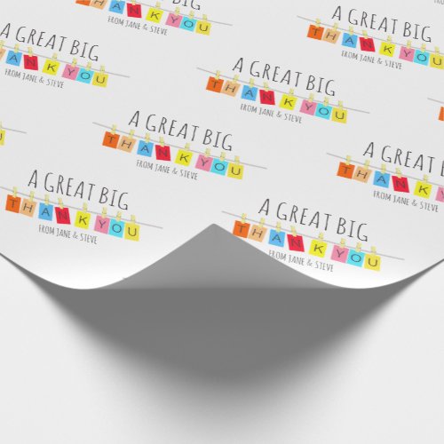 A Great Big Thank You Cute Bright Bunting  Wrapping Paper