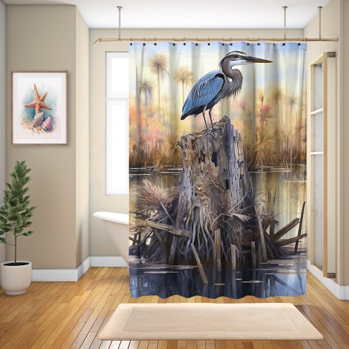 A Great Blue Heron In The Everglades  Shower Curtain