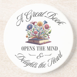 A Great Book Delights Floral Coaster