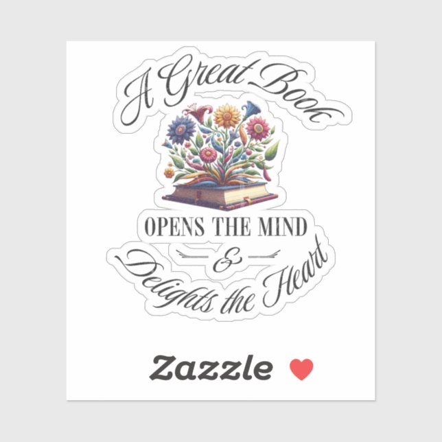 A Great Book Delights Floral  Sticker (Sheet)