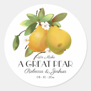 A Great Pear Wedding Favor Classic Round Sticker