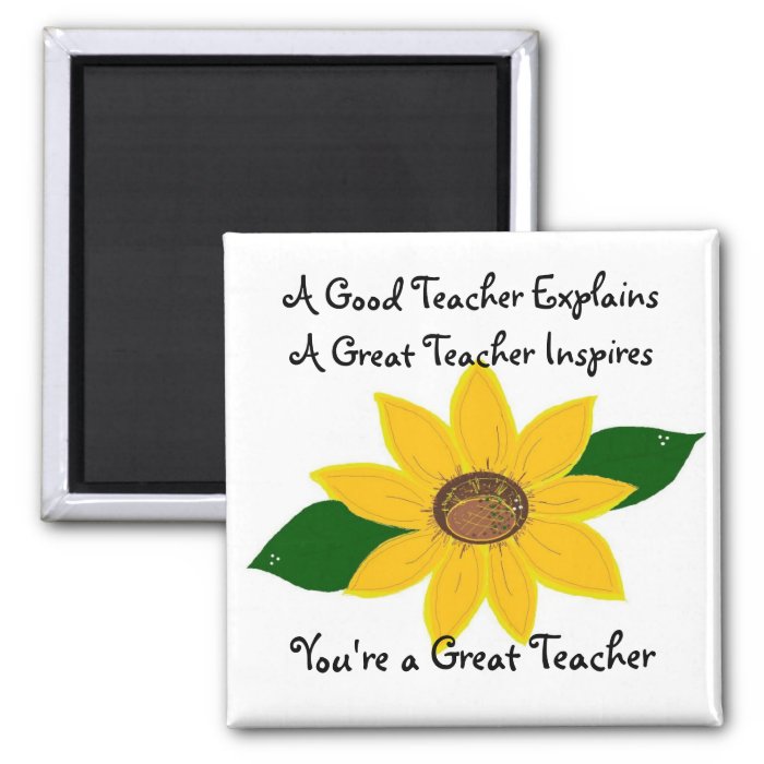 A Great Teacher Sunflower Design Magnets