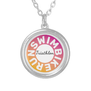 A great Triathlon gift for your friend or family Silver Plated Necklace