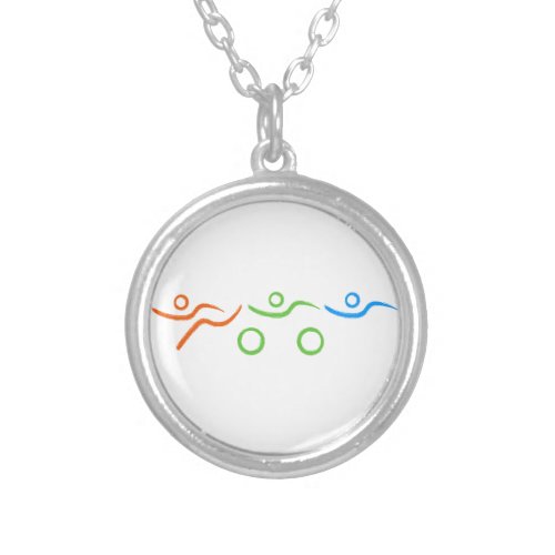 A great Triathlon gift for your friend or family Silver Plated Necklace