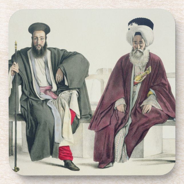 A Greek Priest and a Turk, engraved by the Thierry Beverage Coaster (Front)