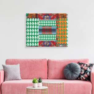 a green and black pattern with a tree in the middl canvas print