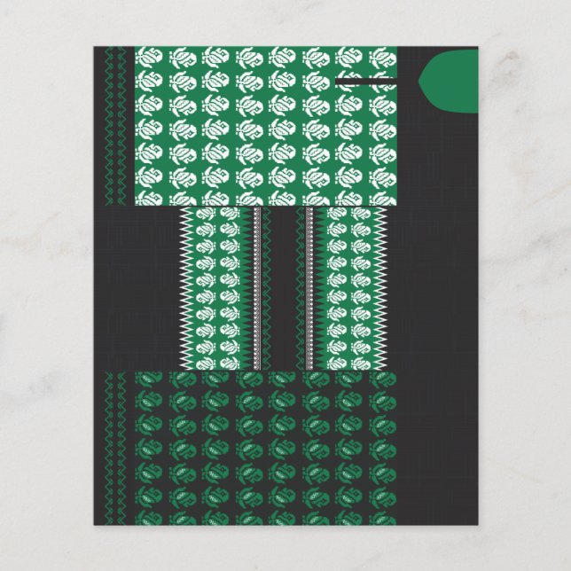 a green and black pattern with a tree in the middl flyer (Front)