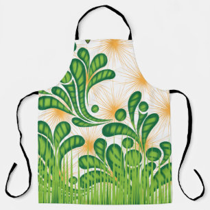 A green and gold artistic pattern depicting a tree apron