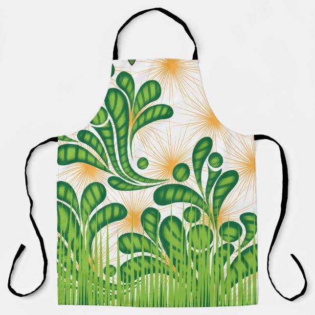 A green and gold artistic pattern depicting a tree apron (Front)