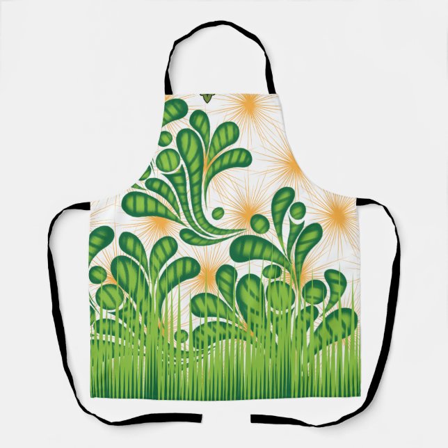 A green and gold artistic pattern depicting a tree apron (Front)