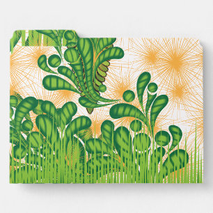A green and gold artistic pattern depicting a tree file folder