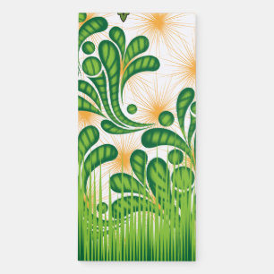 A green and gold artistic pattern depicting a tree magnetic notepad