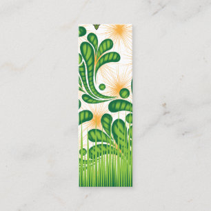 A green and gold artistic pattern depicting a tree mini business card