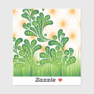 A green and gold artistic pattern depicting a tree sticker