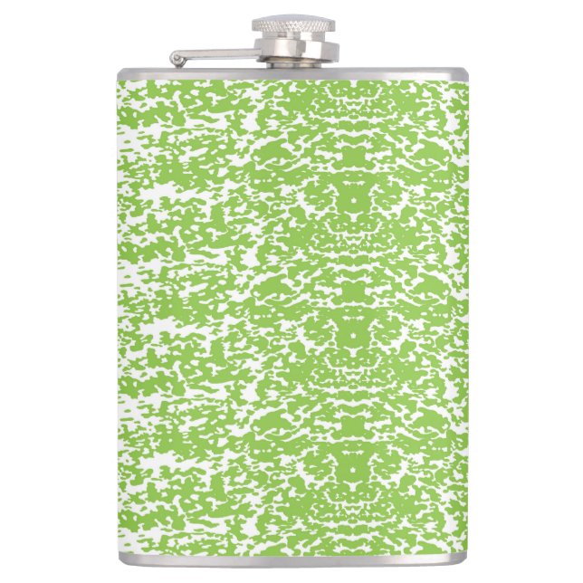 a green and white abstract background flask (Front)