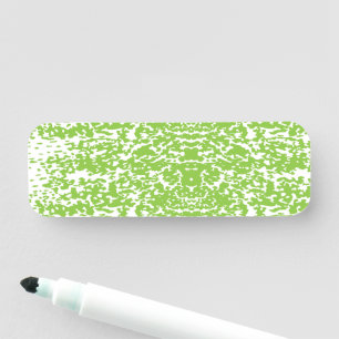 a green and white abstract background name tag