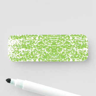 a green and white abstract background name tag