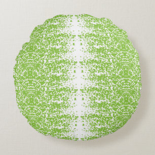 a green and white background with small dots round pillow