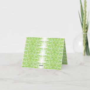 a green and white background with small dots thank you card
