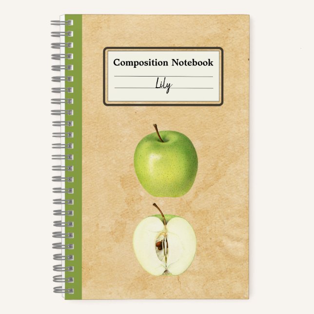 A Green Apple and a Half Personalized Composition Notebook (Front)