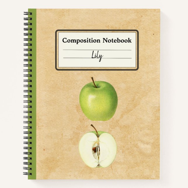A Green Apple and a Half Personalized Composition Notebook (Front)