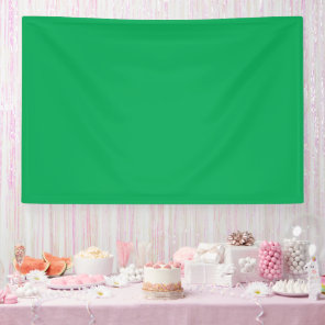 a green background with a banner