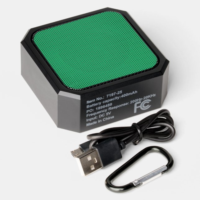 a green background with a white border bluetooth speaker (Laydown)