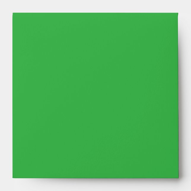 a green background with a white border envelope (Front)