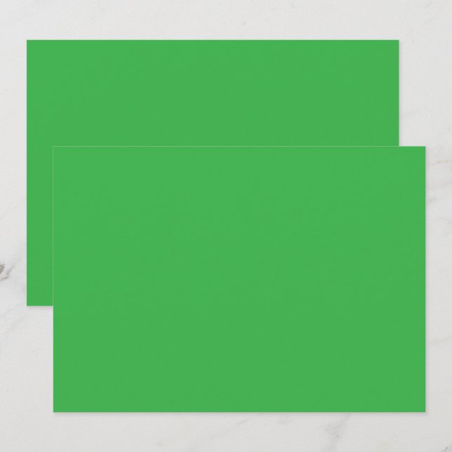 a green background with a white border invitation (Front/Back)