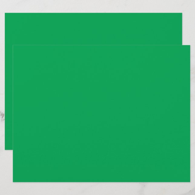 a green background with a white border letterhead (Front/Back)