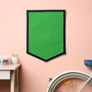a green background with a white border pennant