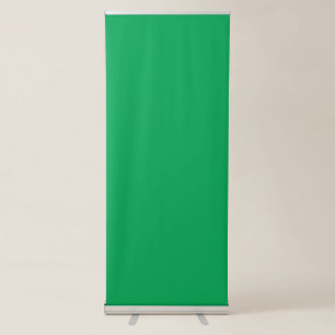 a green background with a white border retractable banner