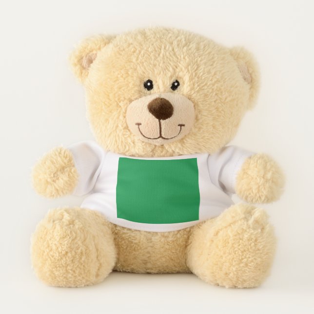 a green background with a white border teddy bear (Front)