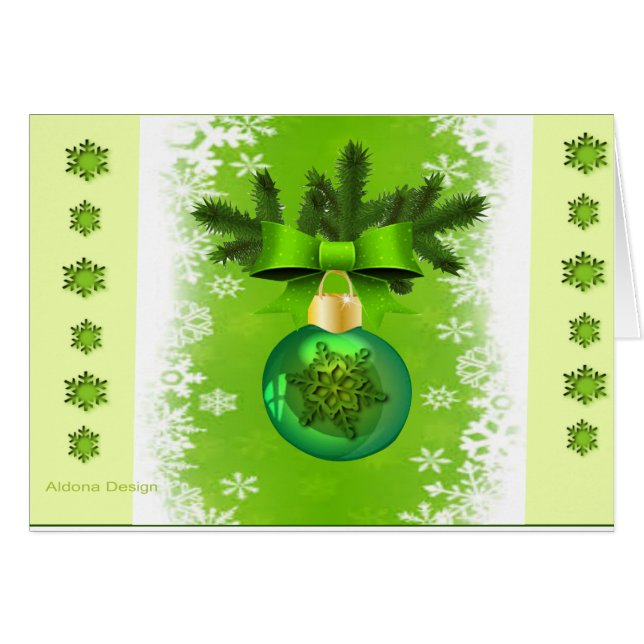 A Green Christmas Ornaments Cards (Front Horizontal)