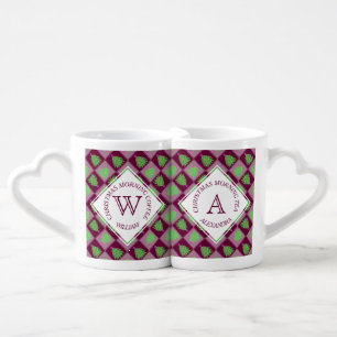 A Green Christmas Tree Colorful Holiday Monogram Coffee Mug Set