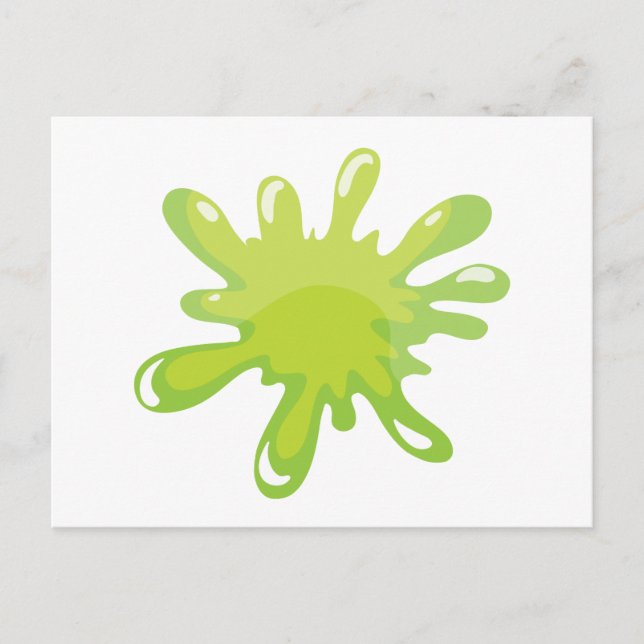 a green color splash postcard (Front)