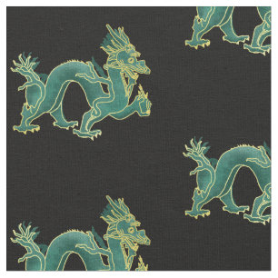 A Green Dragon with Gold Trim Fabric