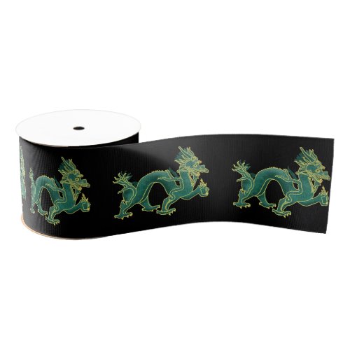 A Green Dragon with Gold Trim Grosgrain Ribbon