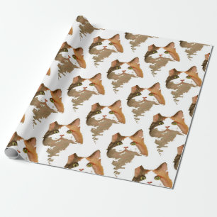 A Green Eyed Calico Cat Artistic Portrait Wrapping Paper