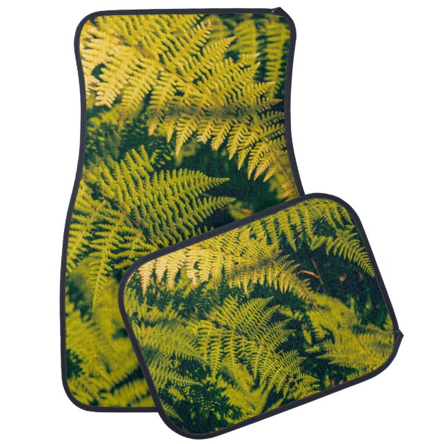 A green fern plants background with shadows. abstr car floor mat (Set)