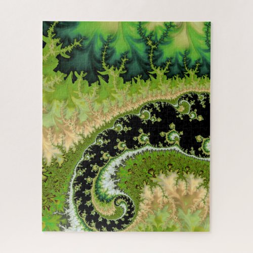 A Green Forest with River Fractal Landscape Art Jigsaw Puzzle