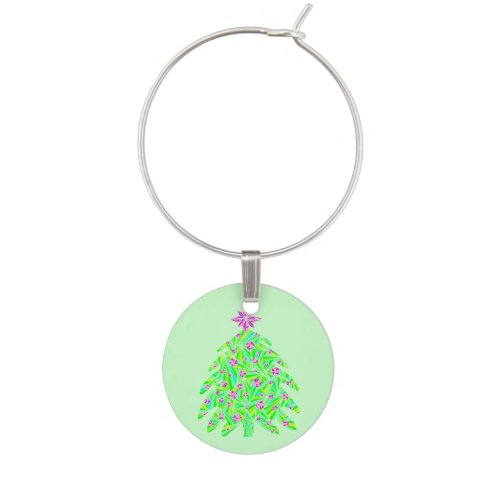 A Green Holiday Tree Christmas Wine Glass Jewelry Wine Glass Charm