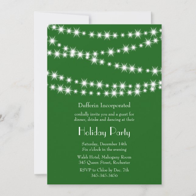 A Green Holiday Twinkle Lights Invitation (corp) (Front)