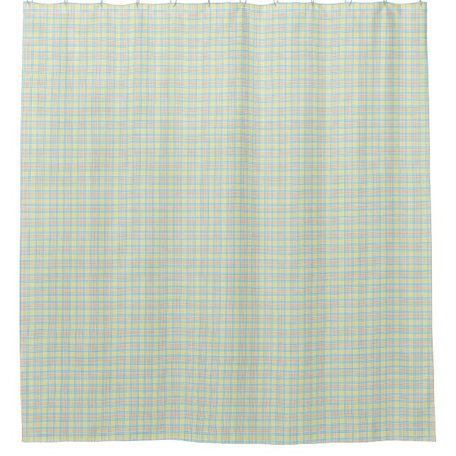 A green plaid shower curtain shown both flat (Front)