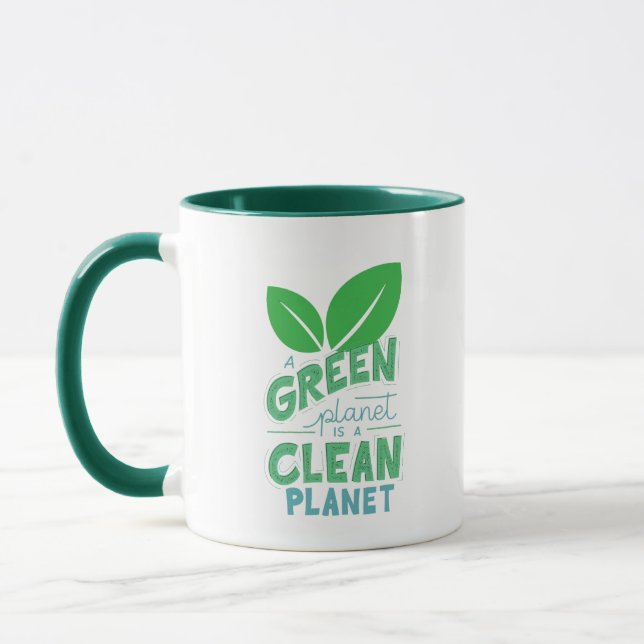 A Green Planet is Clean Planet,CLIMATE CHANGE Mug (Left)