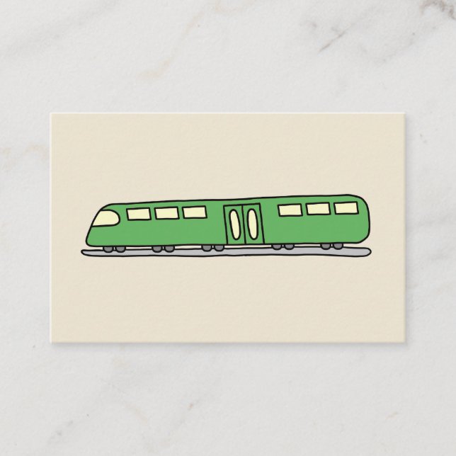 A green train business card (Front)